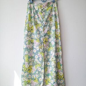 ZARA Floral Button Front Midi Skirt - Pastel Daisy Print, High Waisted | Size XS